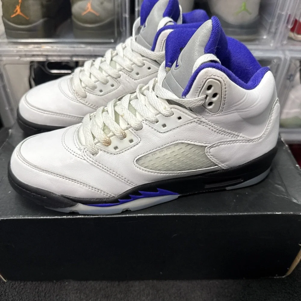 Jordan Air Jordan 5 Retro Concord White Purple Black Leather Sneakers size 7Y - Picture 3 of 13